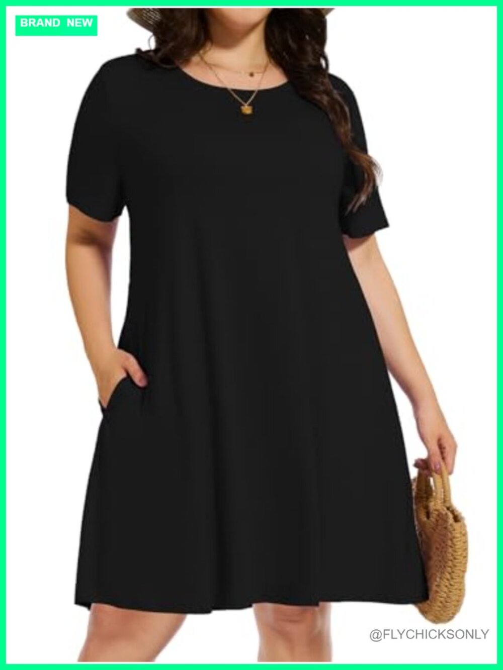 Plus Size Casual Tshirt Dress Loose Beach Sundress Pockets
